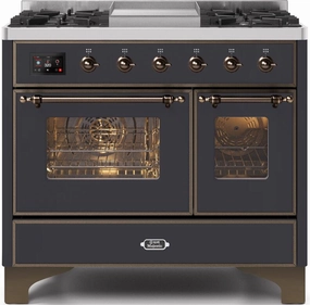 Ilve UMD10FDNS3MGBLP Majestic Ii 40 Inch Dual Fuel Liquid Propane Freestanding Range In Matte Graphite With Bronze Trim Freestanding Ranges freestanding dual fuel range 30 inch