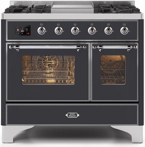 Ilve UMD10FDNS3MGC Majestic Ii 40 Inch Dual Fuel Natural Gas Freestanding Range In Matte Graphite With Chrome Trim Freestanding Ranges freestanding dual fuel range 30 inch