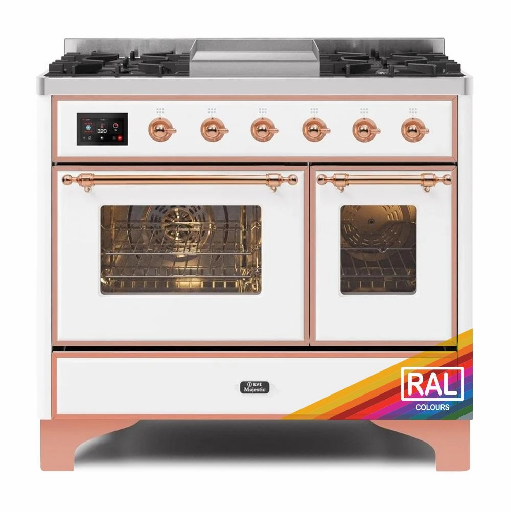 Ilve UMD10FDNS3RAPLP Ilve Majestic Ii 40 Umd10Fdns3Rap Freestanding Dual Fuel Range With 6 Sealed Burners Yes Double Oven With Triple Glass Door In Ral Color With Copper Knobs Freestanding Ranges freestanding dual fuel range 30 inch