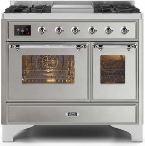 Ilve UMD10FDNS3SSC Majestic Ii 40 Inch Dual Fuel Natural Gas Freestanding Range In Stainless Steel With Chrome Trim Freestanding Ranges freestanding dual fuel range 30 inch