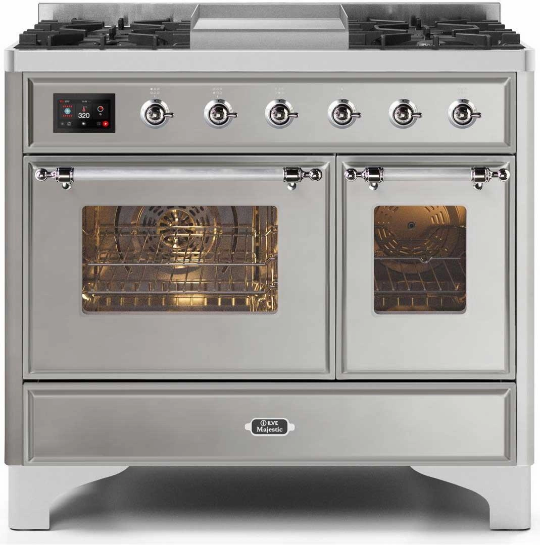 Ilve UMD10FDNS3SSCLP Majestic Ii 40 Inch Dual Fuel Liquid Propane Freestanding Range In Stainless Steel With Chrome Trim Freestanding Ranges freestanding dual fuel range 30 inch