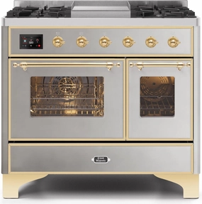 Ilve UMD10FDNS3SSG Majestic Ii 40 Inch Dual Fuel Natural Gas Freestanding Range In Stainless Steel With Brass Trim Freestanding Ranges freestanding dual fuel range 30 inch