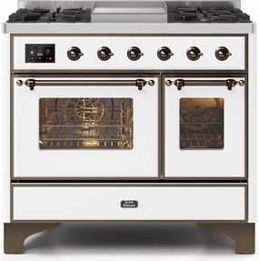 Ilve UMD10FDNS3WHBLP Majestic Ii 40 Inch Dual Fuel Liquid Propane Freestanding Range In White With Bronze Trim Freestanding Ranges freestanding dual fuel range 30 inch