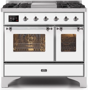 Ilve UMD10FDNS3WHCLP Majestic Ii 40 Inch Dual Fuel Liquid Propane Freestanding Range In White With Chrome Trim Freestanding Ranges freestanding dual fuel range 30 inch