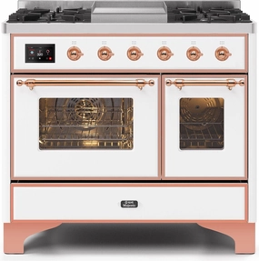 Ilve UMD10FDNS3WHPLP Majestic Ii 40 Inch Dual Fuel Liquid Propane Freestanding Range In White With Copper Trim Freestanding Ranges freestanding dual fuel range 30 inch