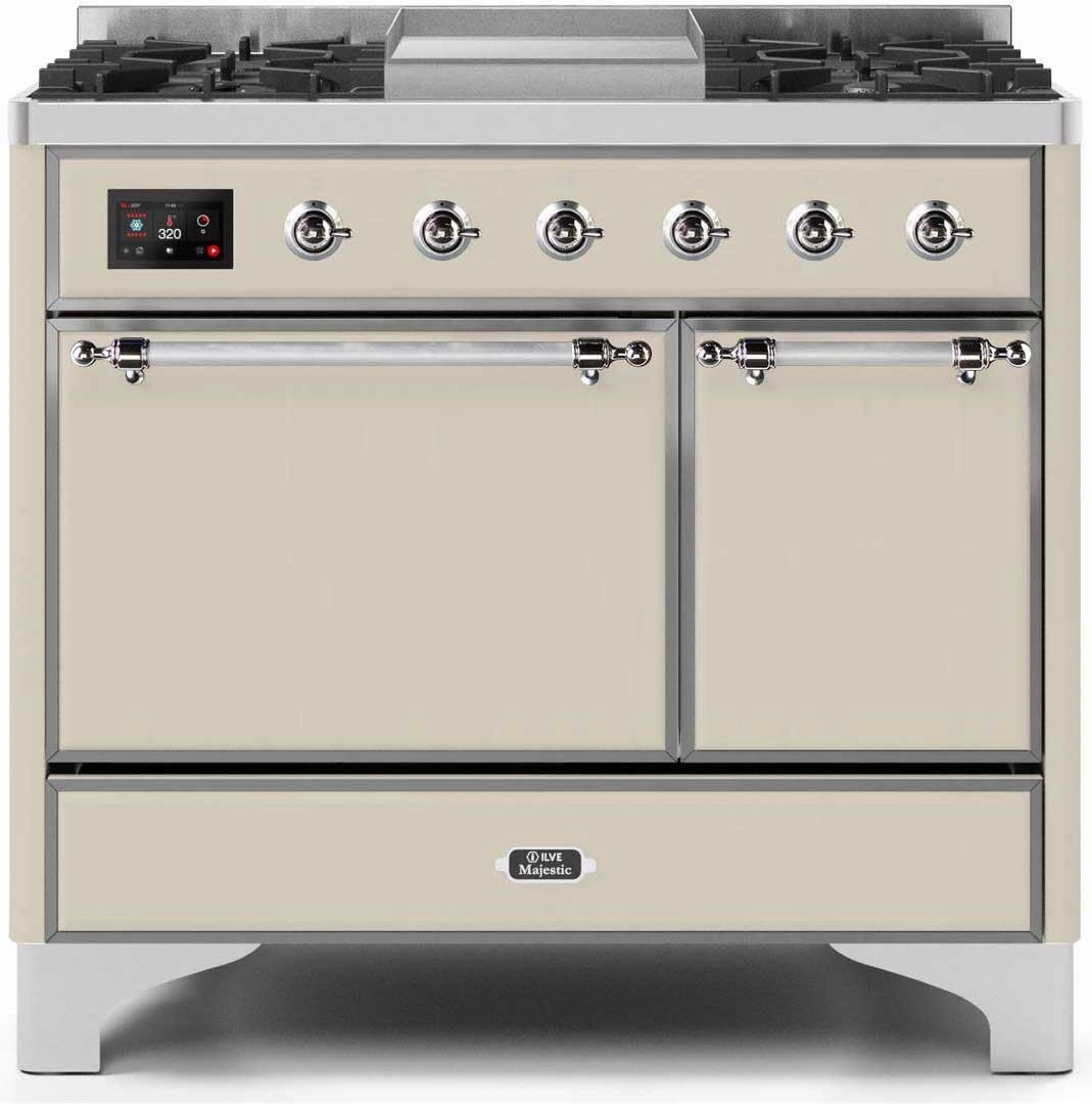 Ilve UMD10FDQNS3AWCLP Majestic Ii 40 Inch Dual Fuel Liquid Propane Freestanding Range In Antique White With Chrome Trim Freestanding Ranges freestanding dual fuel range 30 inch