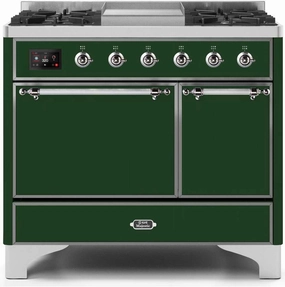 Ilve UMD10FDQNS3EGCLP Majestic Ii 40 Inch Dual Fuel Liquid Propane Freestanding Range In Emerald Green With Chrome Trim Freestanding Ranges freestanding dual fuel range 30 inch
