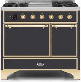Ilve UMD10FDQNS3MGGLP Majestic Ii 40 Inch Dual Fuel Liquid Propane Freestanding Range In Matte Graphite With Brass Trim Freestanding Ranges freestanding dual fuel range 30 inch