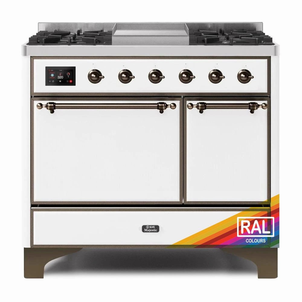 Ilve UMD10FDQNS3RABLP Ilve Majestic Ii 40 Umd10Fdqns3Rab Freestanding Dual Fuel Range With 6 Sealed Burners Yes Double Oven With Solid Door In Ral Color With Bronze Knobs Freestanding Ranges freestanding dual fuel range 30 inch