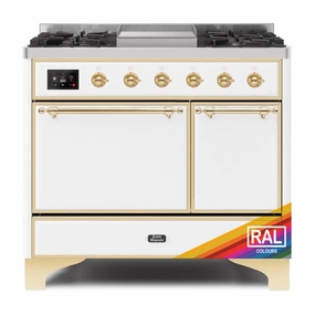 Ilve UMD10FDQNS3RAGLP Ilve Majestic Ii 40 Umd10Fdqns3Rag Freestanding Dual Fuel Range With 6 Sealed Burners Yes Double Oven With Solid Door In Ral Color With Brass Knobs Freestanding Ranges freestanding dual fuel range 30 inch