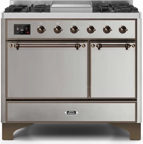 Ilve UMD10FDQNS3SSB Majestic Ii 40 Inch Dual Fuel Natural Gas Freestanding Range In Stainless Steel With Bronze Trim Freestanding Ranges freestanding dual fuel range 30 inch