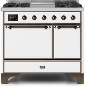Ilve UMD10FDQNS3WHB Majestic Ii 40 Inch Dual Fuel Natural Gas Freestanding Range In White With Bronze Trim Freestanding Ranges freestanding dual fuel range 30 inch