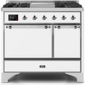 Ilve UMD10FDQNS3WHCLP Majestic Ii 40 Inch Dual Fuel Liquid Propane Freestanding Range In White With Chrome Trim Freestanding Ranges freestanding dual fuel range 30 inch