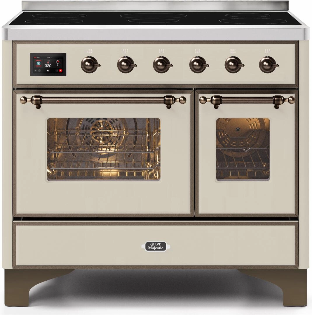 Ilve UMDI10NS3AWB Majestic Ii 40 Inch Electric Freestanding Range In Antique White With Bronze Trim Freestanding Ranges freestanding dual fuel range 30 inch