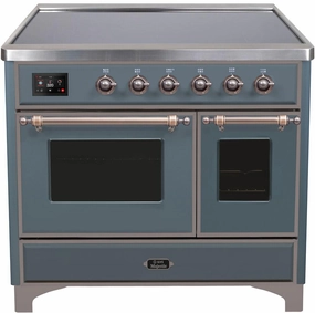 Ilve UMDI10NS3BGB Majestic Ii 40 Inch Electric Freestanding Range In Blue Grey With Bronze Trim Freestanding Ranges freestanding dual fuel range 30 inch