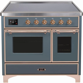 Ilve UMDI10NS3BGP Majestic Ii 40 Inch Electric Freestanding Range In Blue Grey With Copper Trim Freestanding Ranges freestanding dual fuel range 30 inch