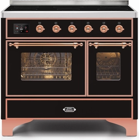 Ilve UMDI10NS3BKP Majestic Ii 40 Inch Electric Freestanding Range In Glossy Black With Copper Trim Freestanding Ranges freestanding dual fuel range 30 inch