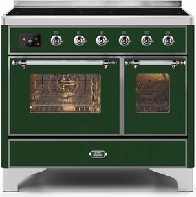 Ilve UMDI10NS3EGC Majestic Ii 40 Inch Electric Freestanding Range In Emerald Green With Chrome Trim Freestanding Ranges freestanding dual fuel range 30 inch