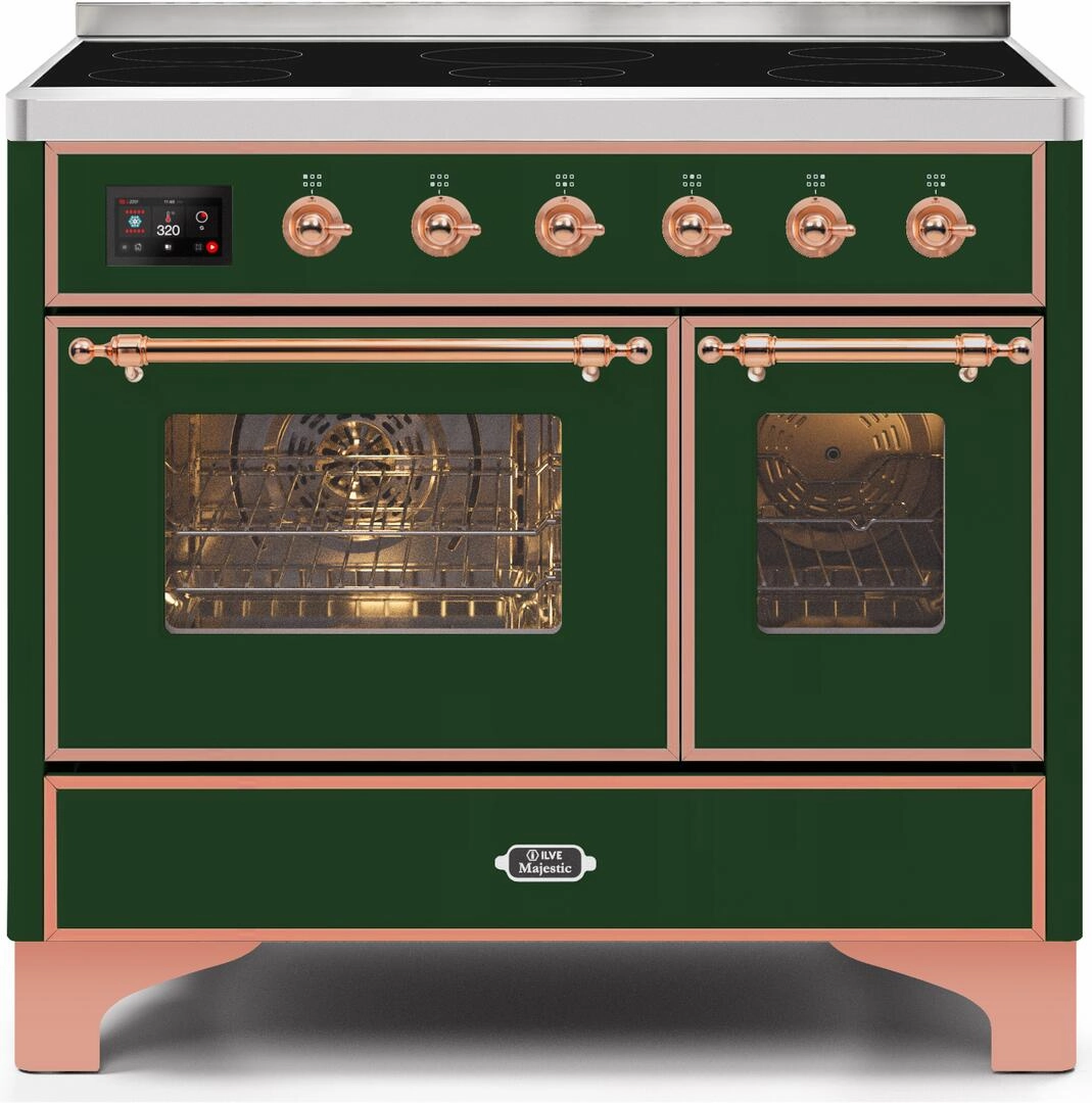 Ilve UMDI10NS3EGP Majestic Ii 40 Inch Electric Freestanding Range In Emerald Green With Copper Trim Freestanding Ranges freestanding dual fuel range 30 inch