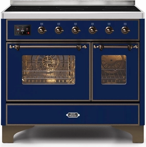 Ilve UMDI10NS3MBB Majestic Ii 40 Inch Electric Freestanding Range In Blue With Bronze Trim Freestanding Ranges freestanding dual fuel range 30 inch