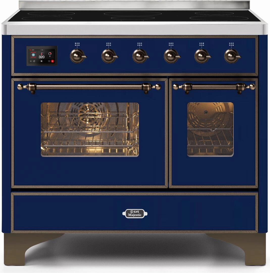 Ilve UMDI10NS3MBB Majestic Ii 40 Inch Electric Freestanding Range In Blue With Bronze Trim Freestanding Ranges freestanding dual fuel range 30 inch