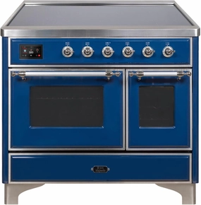 Ilve UMDI10NS3MBC Majestic Ii 40 Inch Electric Freestanding Range In Blue With Chrome Trim Freestanding Ranges freestanding dual fuel range 30 inch