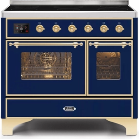 Ilve UMDI10NS3MBG Majestic Ii 40 Inch Electric Freestanding Range In Blue With Brass Trim Freestanding Ranges freestanding dual fuel range 30 inch