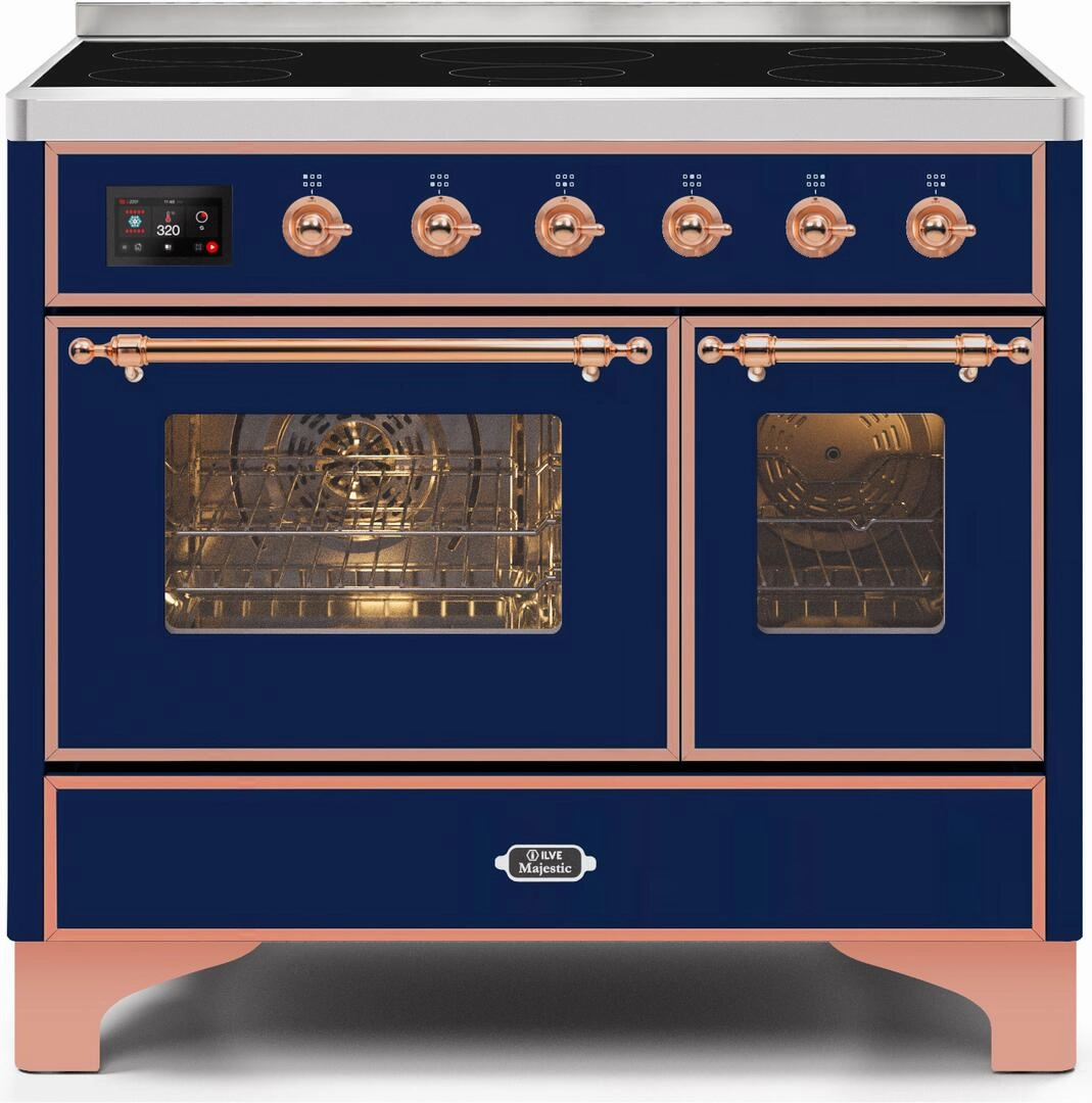 Ilve UMDI10NS3MBP Majestic Ii 40 Inch Electric Freestanding Range In Blue With Copper Trim Freestanding Ranges freestanding dual fuel range 30 inch
