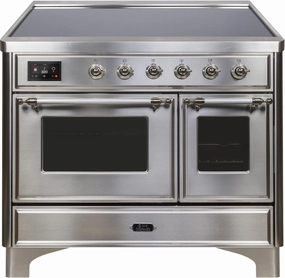 Ilve UMDI10NS3SSC Majestic Ii 40 Inch Electric Freestanding Range In Stainless Steel With Chrome Trim Freestanding Ranges freestanding dual fuel range 30 inch