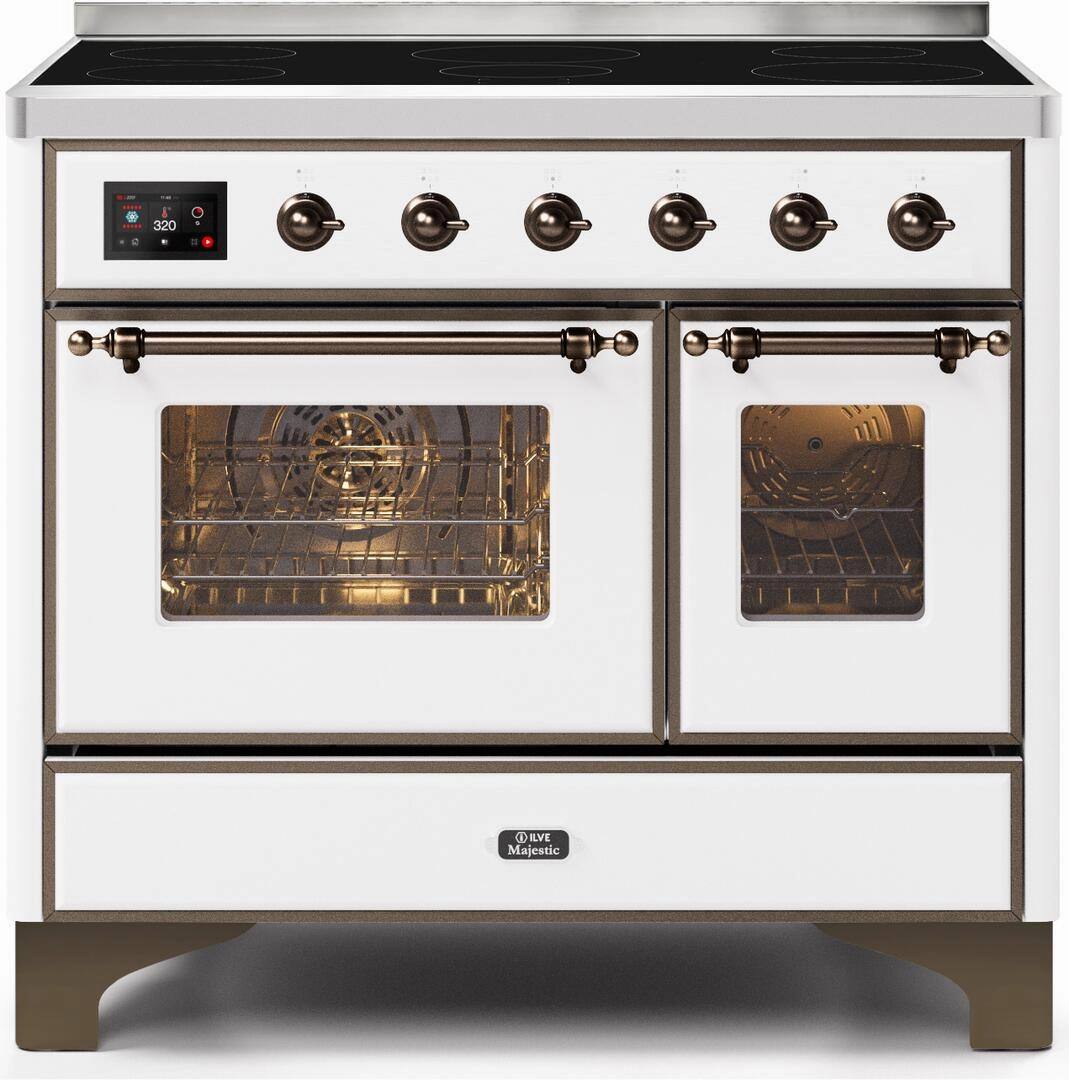 Ilve UMDI10NS3WHB Majestic Ii 40 Inch Electric Freestanding Range In White With Bronze Trim Freestanding Ranges freestanding dual fuel range 30 inch