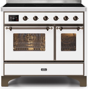Ilve UMDI10NS3WHB Majestic Ii 40 Inch Electric Freestanding Range In White With Bronze Trim Freestanding Ranges freestanding dual fuel range 30 inch