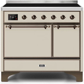 Ilve UMDI10QNS3AWB Majestic Ii 40 Inch Electric Freestanding Range In Antique White With Bronze Trim Freestanding Ranges freestanding dual fuel range 30 inch