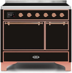 Ilve UMDI10QNS3BKP Majestic Ii 40 Inch Electric Freestanding Range In Glossy Black With Copper Trim Freestanding Ranges freestanding dual fuel range 30 inch