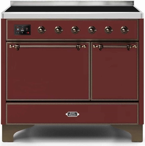 Ilve UMDI10QNS3BUB Majestic Ii 40 Inch Electric Freestanding Range In Burgundy With Bronze Trim Freestanding Ranges freestanding dual fuel range 30 inch