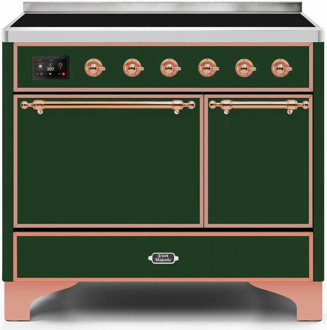 Ilve UMDI10QNS3EGP Majestic Ii 40 Inch Electric Freestanding Range In Emerald Green With Copper Trim Freestanding Ranges freestanding dual fuel range 30 inch