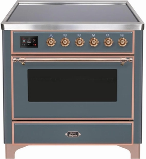 Ilve UMI09NS3BGP Majestic Ii 36 Inch Electric Freestanding Range In Blue Grey With Copper Trim Freestanding Ranges freestanding dual fuel range 30 inch