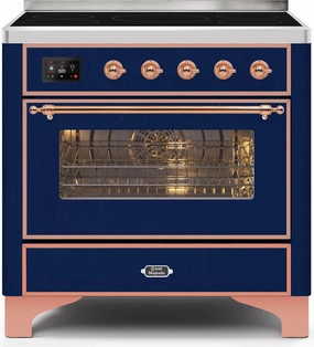 Ilve UMI09NS3MBP Majestic Ii 36 Inch Electric Freestanding Range In Blue With Copper Trim Freestanding Ranges freestanding dual fuel range 30 inch