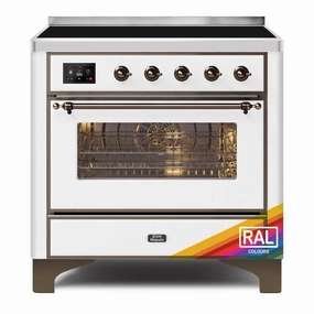 Ilve UMI09NS3RAB Ilve Majestic Ii 36 Umi09Ns3Rab Freestanding Electric Range With Induction Single Oven With Triple Glass Door In Ral Color With Bronze Knobs Freestanding Ranges freestanding dual fuel range 30 inch