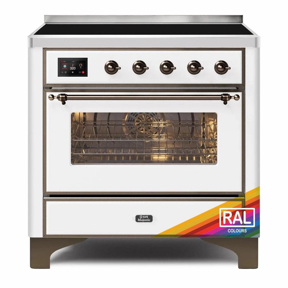 Ilve UMI09NS3RAB Ilve Majestic Ii 36 Umi09Ns3Rab Freestanding Electric Range With Induction Single Oven With Triple Glass Door In Ral Color With Bronze Knobs Freestanding Ranges freestanding dual fuel range 30 inch