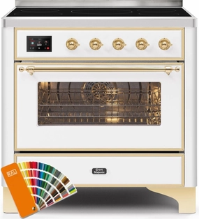 Ilve UMI09NS3RAG Majestic Ii 36 Inch Electric Freestanding Range In Custom Ral Color With Brass Trim Freestanding Ranges freestanding dual fuel range 30 inch