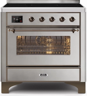 Ilve UMI09NS3SSB Majestic Ii 36 Inch Electric Freestanding Range In Stainless Steel With Bronze Trim Freestanding Ranges freestanding dual fuel range 30 inch