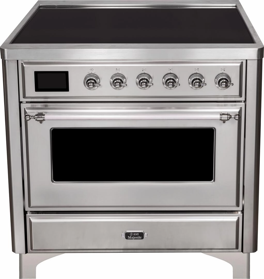 Ilve UMI09NS3SSC Majestic Ii 36 Inch Electric Freestanding Range In Stainless Steel With Chrome Trim Freestanding Ranges freestanding dual fuel range 30 inch