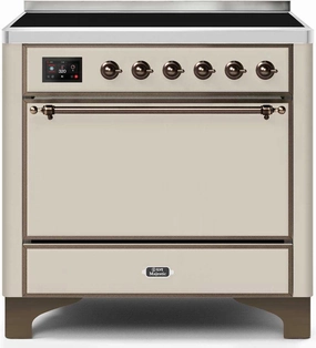 Ilve UMI09QNS3AWB Majestic Ii 36 Inch Electric Freestanding Range In Antique White With Bronze Trim Freestanding Ranges freestanding dual fuel range 30 inch