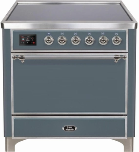 Ilve UMI09QNS3BGC Majestic Ii 36 Inch Electric Freestanding Range In Blue Grey With Chrome Trim Freestanding Ranges freestanding dual fuel range 30 inch