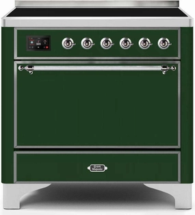 Ilve UMI09QNS3EGC Majestic Ii 36 Inch Electric Freestanding Range In Emerald Green With Chrome Trim Freestanding Ranges freestanding dual fuel range 30 inch