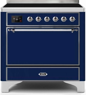 Ilve UMI09QNS3MBC Majestic Ii 36 Inch Electric Freestanding Range In Blue With Chrome Trim Freestanding Ranges freestanding dual fuel range 30 inch