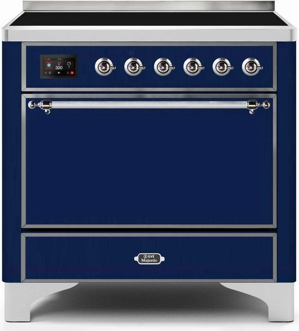 Ilve UMI09QNS3MBC Majestic Ii 36 Inch Electric Freestanding Range In Blue With Chrome Trim Freestanding Ranges freestanding dual fuel range 30 inch
