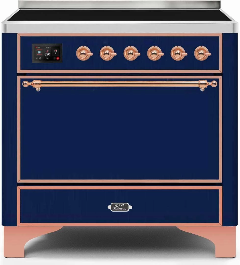 Ilve UMI09QNS3MBP Majestic Ii 36 Inch Electric Freestanding Range In Blue With Copper Trim Freestanding Ranges freestanding dual fuel range 30 inch