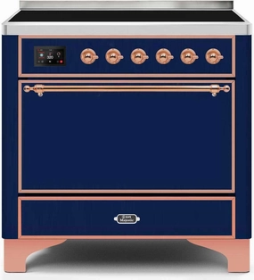 Ilve UMI09QNS3MBP Majestic Ii 36 Inch Electric Freestanding Range In Blue With Copper Trim Freestanding Ranges freestanding dual fuel range 30 inch