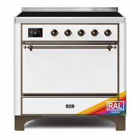 Ilve UMI09QNS3RAB Ilve Majestic Ii 36 Umi09Qns3Rab Freestanding Electric Range With Induction Single Oven With Solid Door In Ral Color With Bronze Knobs Freestanding Ranges freestanding dual fuel range 30 inch